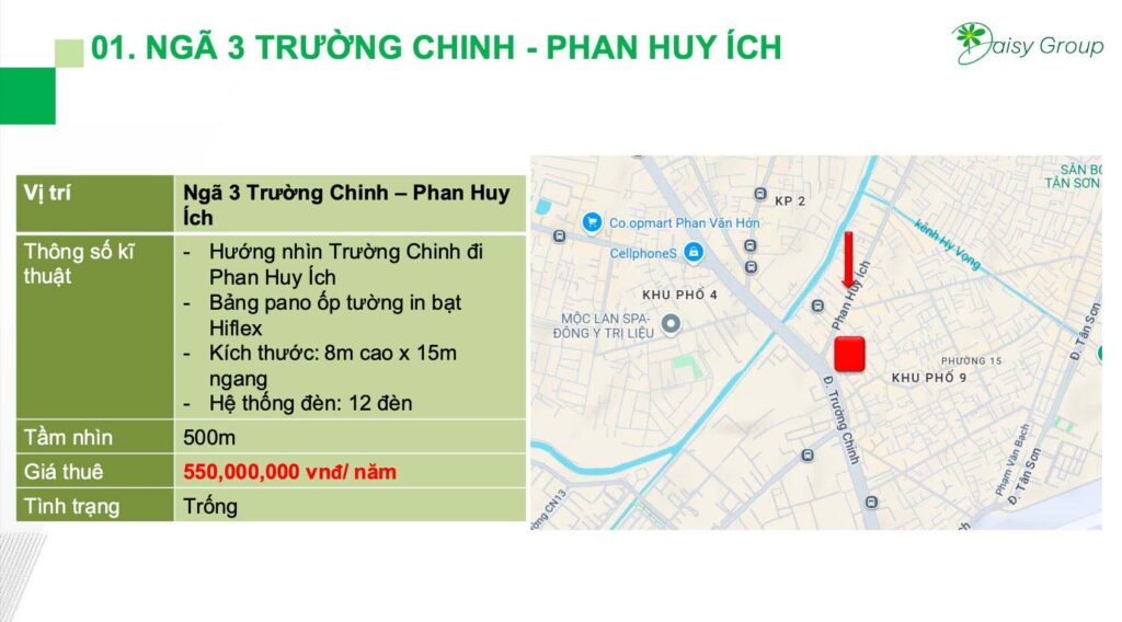 Pano quảng cáo ngã 3 Trường Chinh - Phan Huy Ích