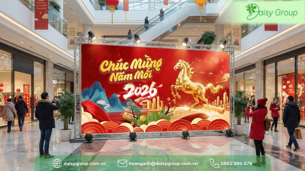 Thi Công Background Tết Nguyên Đán Chuyên Nghiệp, Giá Tốt