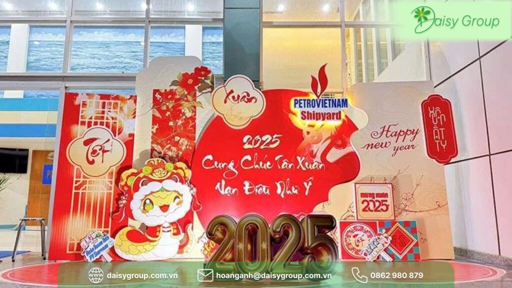 Thi Công Background Tết Nguyên Đán Chuyên Nghiệp, Giá Tốt
